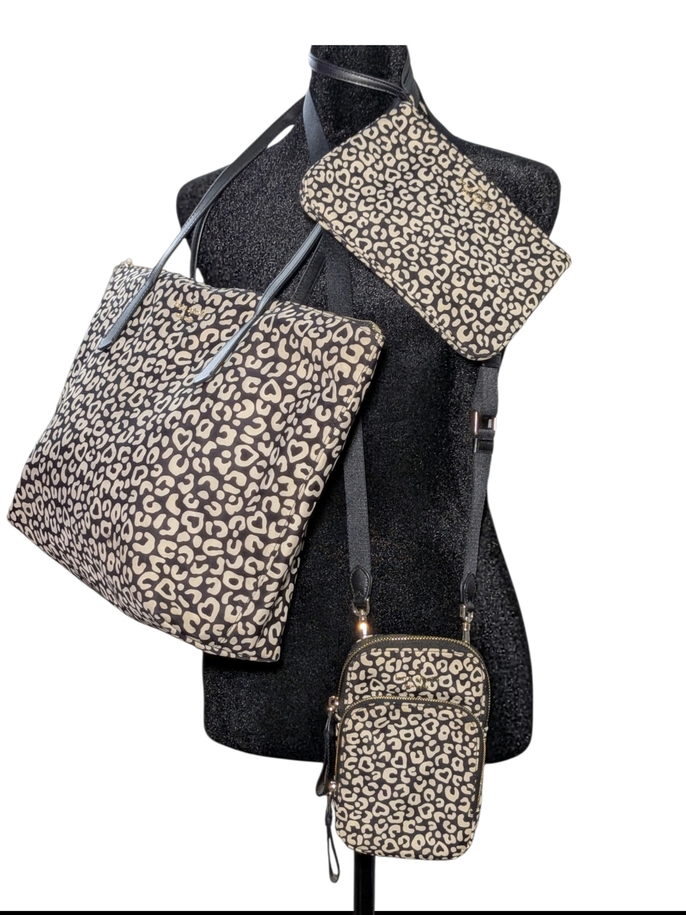 kate spade Leopard-Print 3-Piece Tote, Crossbody & Wristlet - Black & Cream